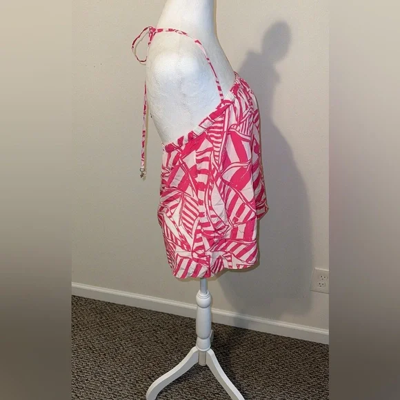 Lilly Pulitzer Lei Lei Halter Top Capri Pink Yacht 100% Silk Lilly Size Large - Picture 4 of 8